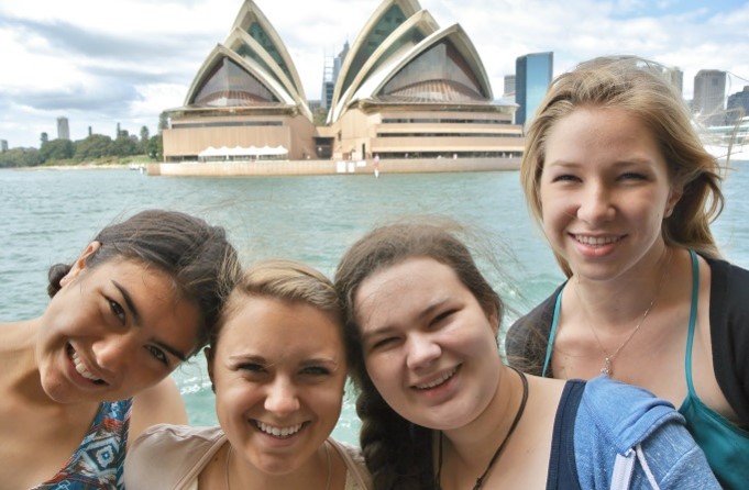 selfie in front of sydney harbor